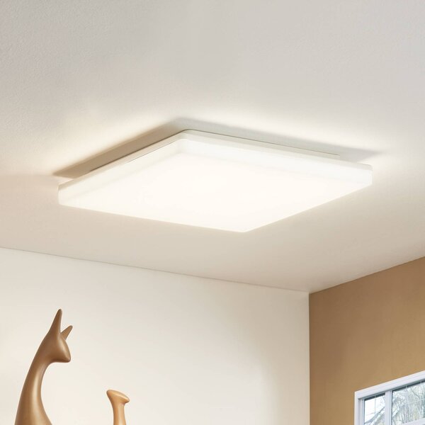 PRIOS Stropní svítidlo Prios LED Artin, 33 cm, bílé, hranaté, senzorové, Bílá / opál, Koupelna, Plast, Moderní