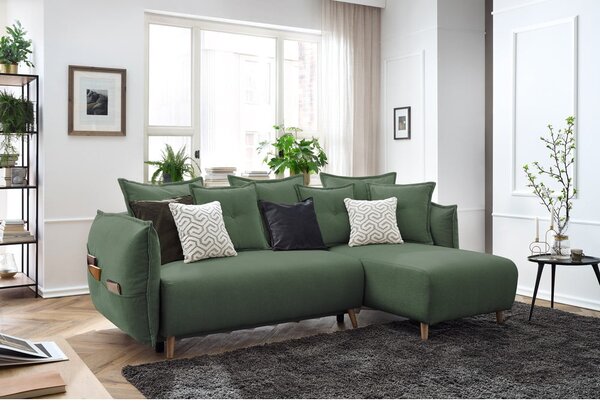 Zelená rozkládací rohová pohovka (variabilní) Nessa – Bobochic Paris
