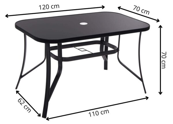 Zahradní stůl 120x70 cm SPRINGOS TOSCANA GF0077 černý