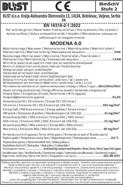 Krbová kamna Blist MODENA - béžová