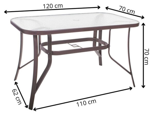 Zahradní stůl 120x70 cm SPRINGOS TOSCANA GF0076 hnědý