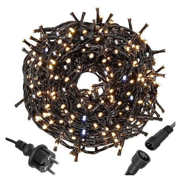 LED světelný řetěz - 41,5m, 500LED, IP44, teplá bílá + záblesky