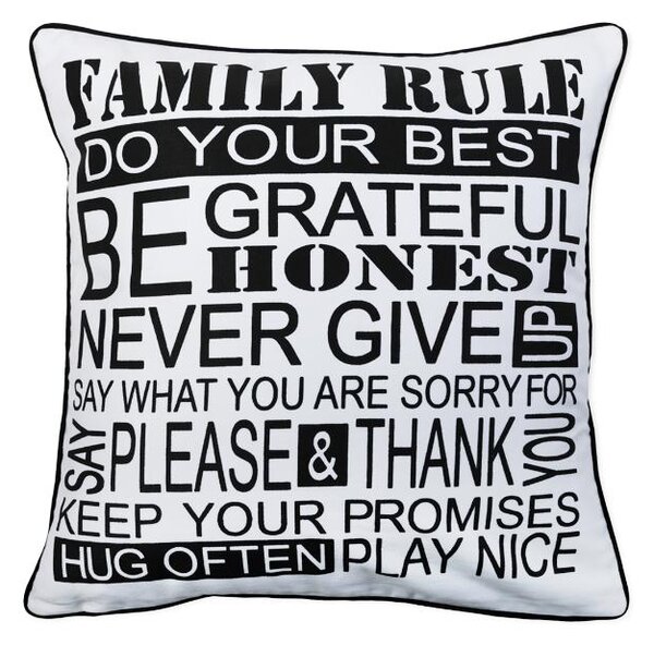 Povlak SMART family rule bíločerná 45 x 45 cm