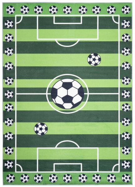 Makro Abra Dětský kusový koberec FLANNEL PRINTED JXH-301 Fotbalové hřiště zelený Rozměr: 140x200 cm