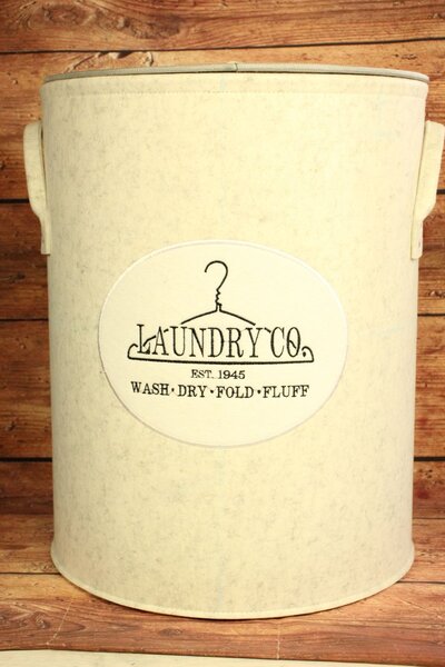 Filcový koš na prádlo "LAUNDRY CO." - šedý (v. 56 cm, p. 46,5 cm)