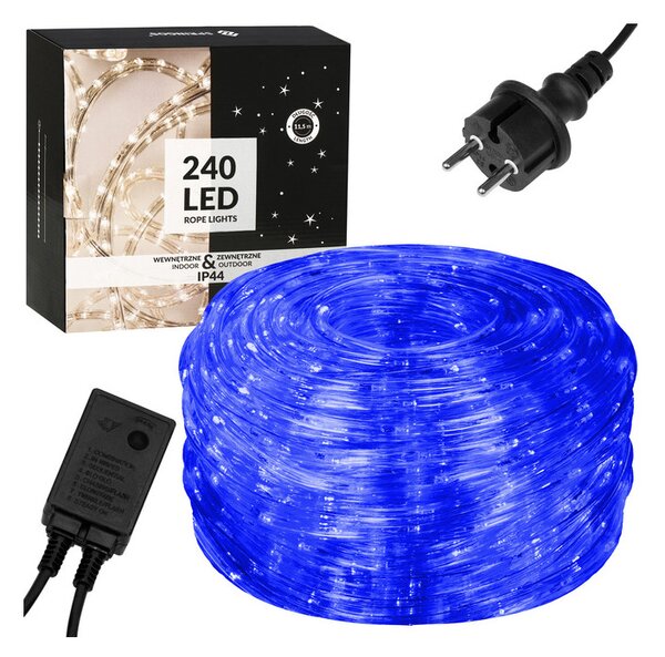 LED světelná hadice - 10m, 240LED, 8 funkcí, IP44, modrá