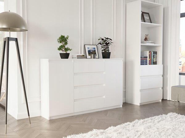 Komoda 160 cm zásuvky dveře skříňka FRAMIRE R-160-S4 bílá