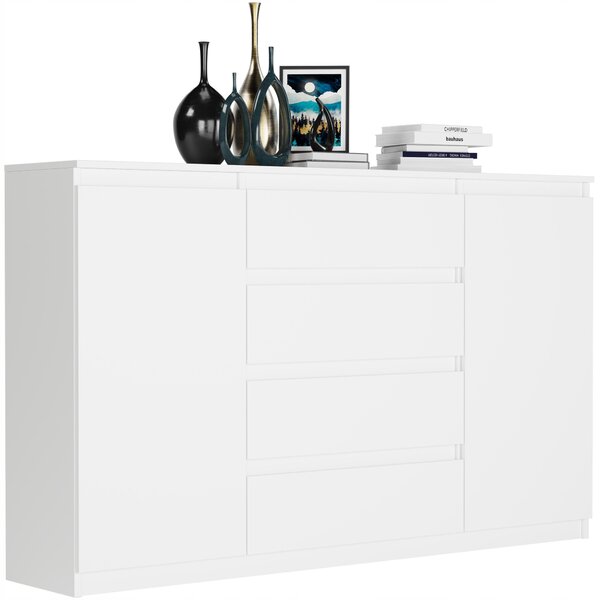 Komoda 160 cm zásuvky dveře skříňka FRAMIRE R-160-S4 bílá
