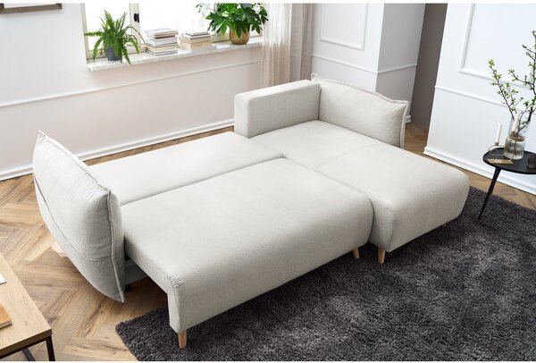 Krémová rozkládací rohová pohovka (variabilní) Nessa – Bobochic Paris