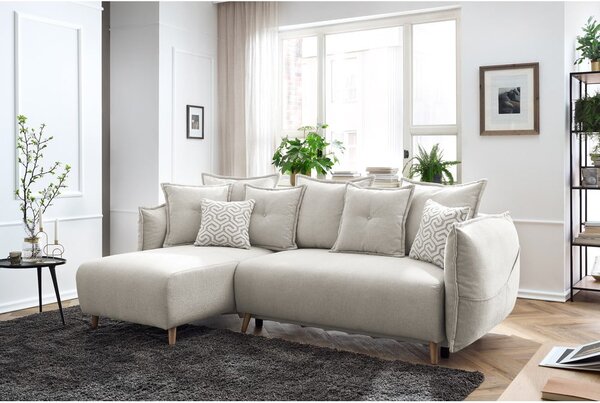 Krémová rozkládací rohová pohovka (variabilní) Nessa – Bobochic Paris