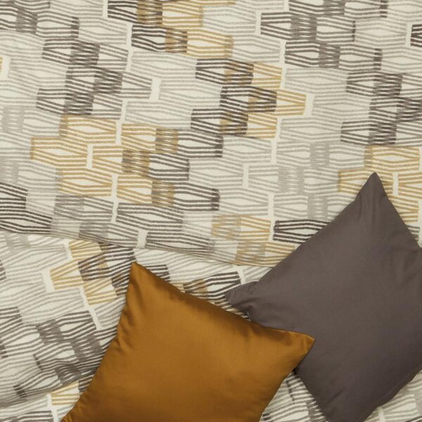 Povlečení FLANEL retro geo béžovohnědá 140 x 200/70 x 90 cm
