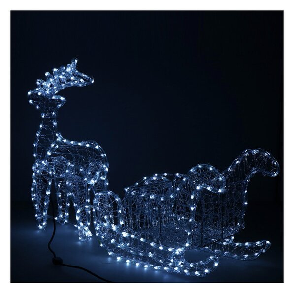LED Sob se saněmi - 150cm, 312LED, IP44, studená bílá