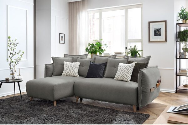 Světle šedá rozkládací rohová pohovka (variabilní) Nessa – Bobochic Paris