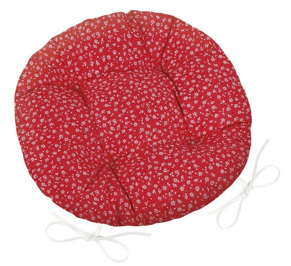 BELLATEX Sedák Adéla prošívaný kulatý Kvítek červená průměr 40 cm