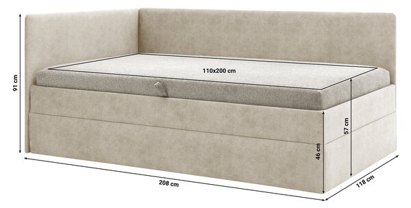 Jednolůžková postel 110 cm Optoman (hnědošedá) (s roštem a matracem) (s úl. prostorem)