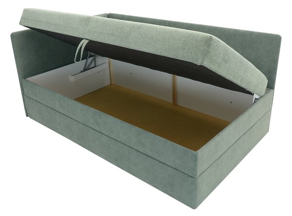 Jednolůžková postel 110 cm Optoman (zelená) (s roštem a matracem) (s úl. prostorem)