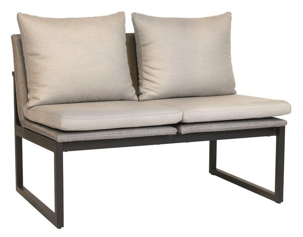 Stern 2-místná jídelní lavice Tammo, Stern, 110x75x85 cm, rám lakovaný hliník černý (black matt), výplet textilen linen grey, venkovní látka cream