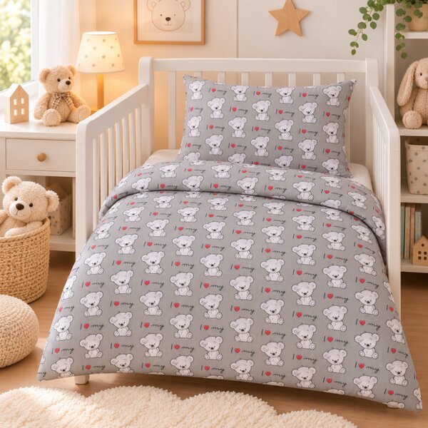 Povlečení bavlněné dětské Medvídci bílé TiaHome - Detský set 130x90cm + 65x45cm