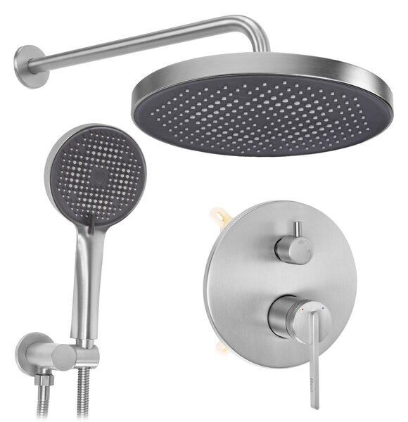 Rea, Podomítková sprchová souprava Rea Grace Brush Nickel + BOX, REA-P4404