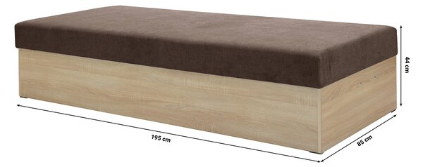 Jednolůžková postel (válenda) 85 cm Idona (hnědá) (s roštem a matrací) (s úl. prostorem)