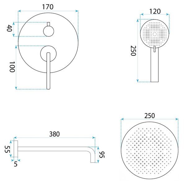 Rea, Podomítková sprchová souprava Rea Grace Titan + BOX, REA-P4406