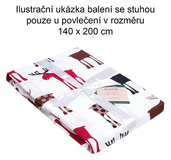 Povlečení KLASIK sobi bíločervenohnědá 140 x 200/70 x 90 cm