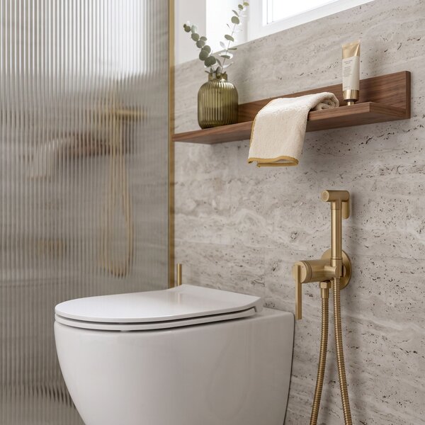 Rea, Podomítková bidetová baterie Rea Grace Brush Gold, REA-B4502
