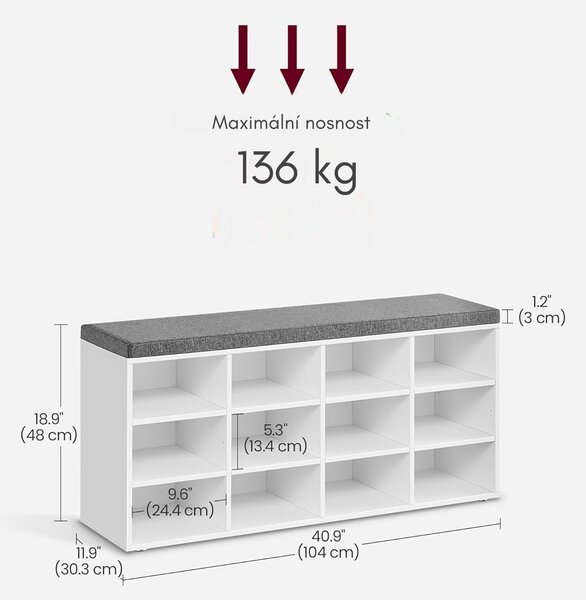 SONGMICS Botník Vasagle Endersen 104 cm bílý