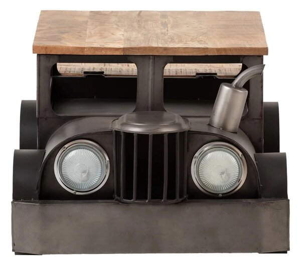 Masivní konferenční stolek Car II z mangového dřeva a kovu, lakovaný, šedý – 102×65×48 cm