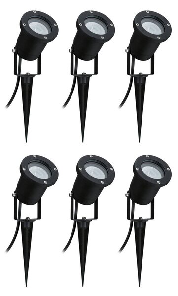 Paulmann Special Line LED reflektor se zemním hrotem sada 6 kusů, Černá, Hliník