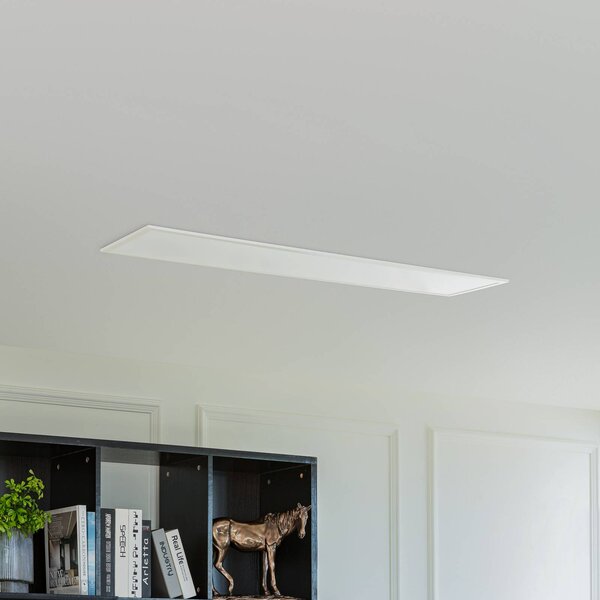 Lindby Kenma LED panel, 29,6 cm x 119,6 cm, stmívatelný, Bílá / opál, Obývací pokoj / jídelna, Plast, Moderní