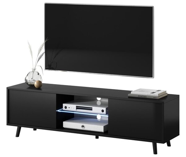 TV skříňka/stolek Leiros (s osvětlením) (černá)