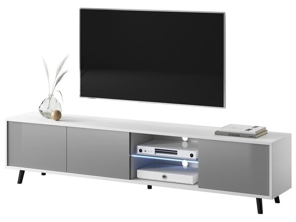 TV skříňka/stolek Gal (s osvětlením) (bílá + šedá)