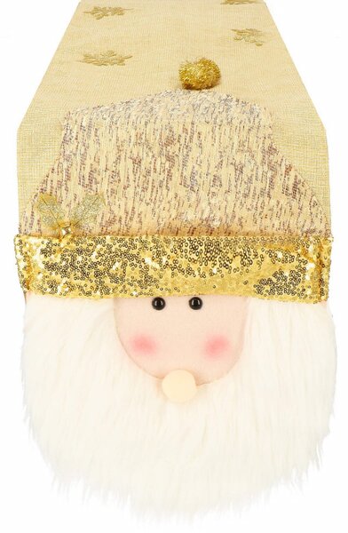 Vánoční ubrus 205x30 cm Santa, zlatý