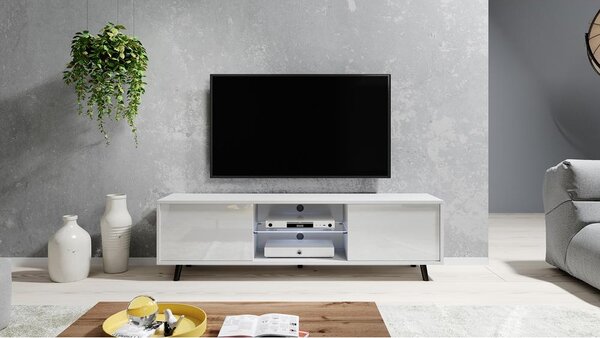 TV skříňka/stolek Leiros (s osvětlením) (bílá)