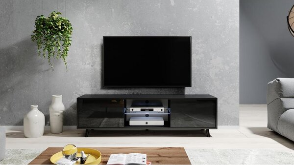 TV skříňka/stolek Leiros (s osvětlením) (černá)