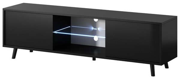 TV skříňka/stolek Leiros (s osvětlením) (černá)
