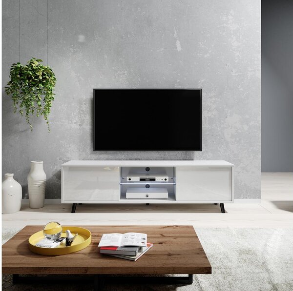 TV skříňka/stolek Leiros (s osvětlením) (bílá)