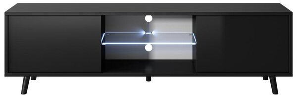 TV skříňka/stolek Leiros (s osvětlením) (černá)
