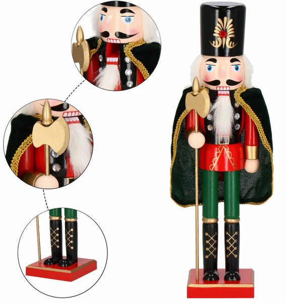 Louskáček - Voják s kopím 38 cm, červeno-zelený