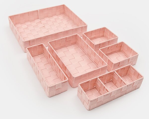 Sinsay - Sada úložných krabiček 6 pack - pastelová růžová