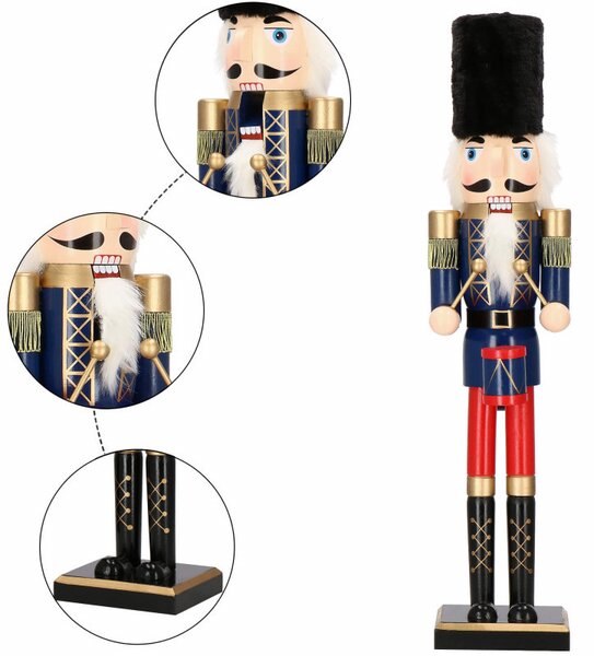 Louskáček - Voják s bubínkem 61 cm, modro-červený