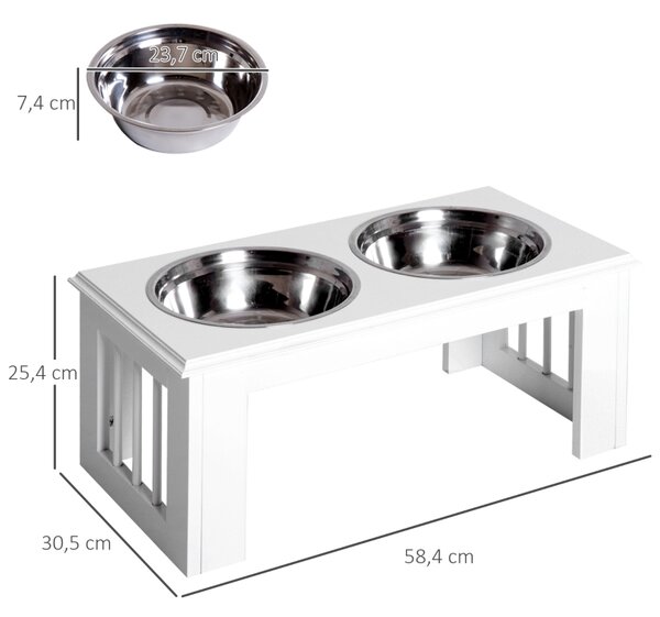 Miska na krmení pro psy z nerezové oceli, bílá, 58,4 x 30,5 x 25,4 cm D08-015WT
