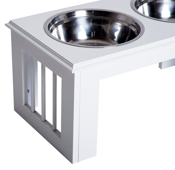Miska na krmení pro psy z nerezové oceli, bílá, 58,4 x 30,5 x 25,4 cm D08-015WT