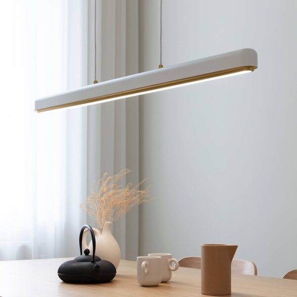 UMAGE Závěsná lampa LED Hazel Branch, bílá/mosaz, 100 cm, stmívatelný, Bílá / opál, Obývací pokoj / jídelna, Hliník, Moderní