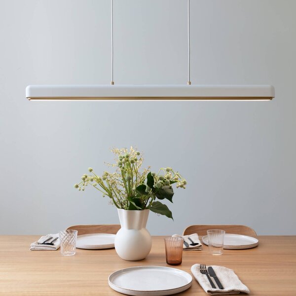 UMAGE Závěsná lampa LED Hazel Branch, bílá/mosaz, 100 cm, stmívatelný, Bílá / opál, Obývací pokoj / jídelna, Hliník, Moderní