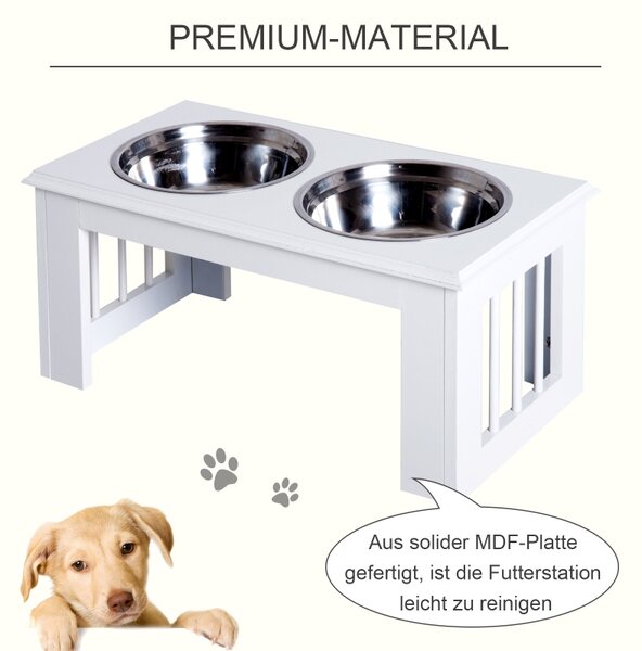 Miska na krmení pro psy z nerezové oceli, bílá, 58,4 x 30,5 x 25,4 cm D08-015WT
