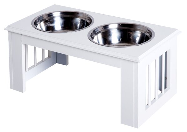 Miska na krmení pro psy z nerezové oceli, bílá, 58,4 x 30,5 x 25,4 cm D08-015WT