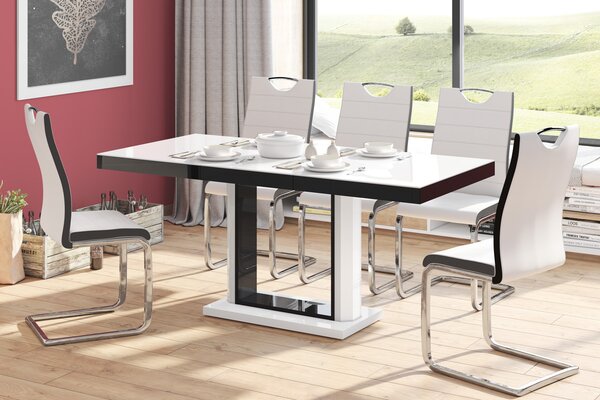 AURIS bíločerný - Luxusní jídelní stůl v délce 120-168cm
