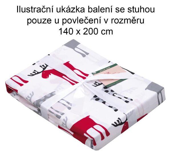 Povlečení KLASIK sobi bíločervenošedá 140 x 200/70 x 90 cm
